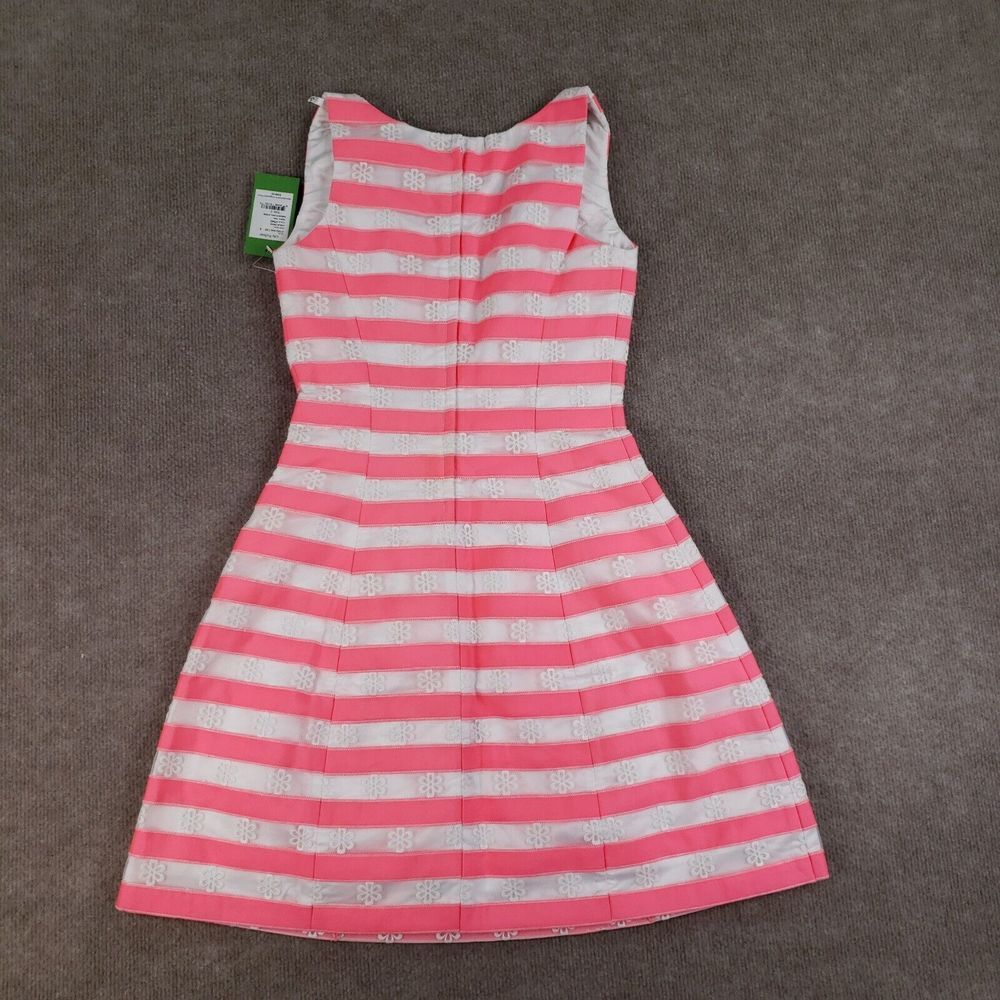 Lilly‎ Pulitzer Joslin Dress Size 0 Pink White Flutter Ribbon Floral Striped - Picture 14 of 16